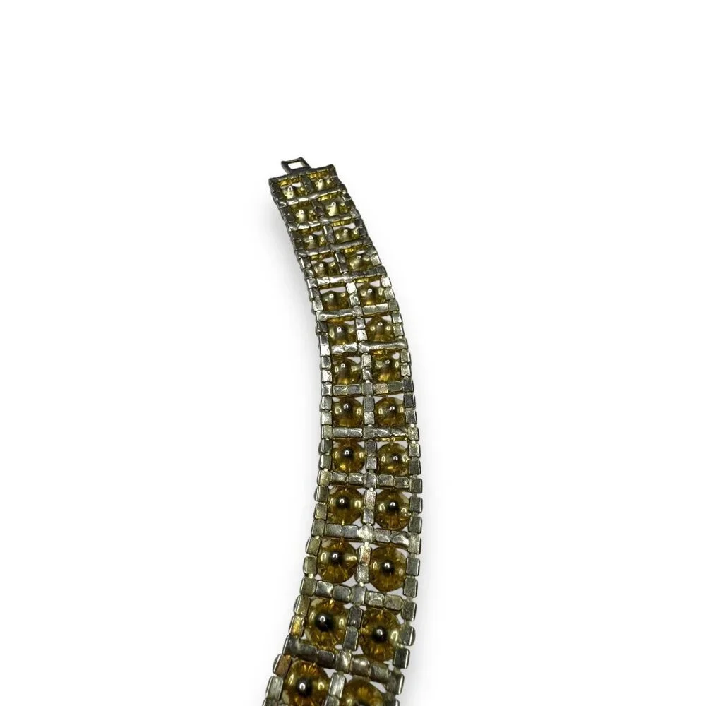 Aurora Borealis Crystal Rhinestone Bracelet 6.75" Fold Over Clasp Vintage - Picture 7 of 8